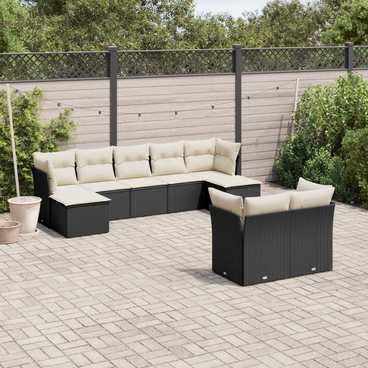 Set Mobilier De Grădină Cu Perne, 9 Piese, , Poliratan