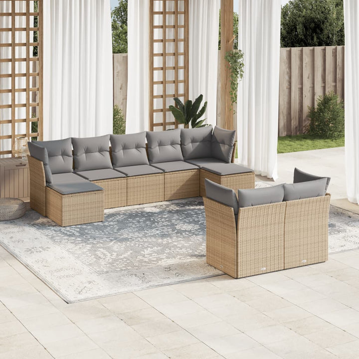 Set Mobilier De Grădină Cu Perne, 9 Piese, , Poliratan