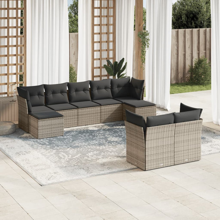 Set Mobilier De Grădină Cu Perne, 9 Piese, , Poliratan
