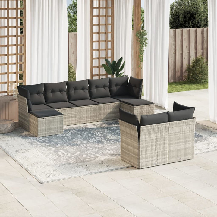 Set Mobilier De Grădină Cu Perne, 9 Piese, , Poliratan