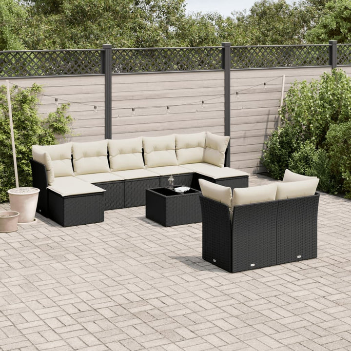 Set Mobilier De Grădină Cu Perne, 9 Piese, , Poliratan