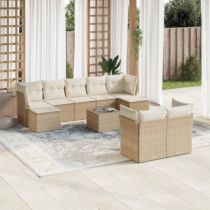 Set Mobilier De Grădină Cu Perne, 9 Piese, , Poliratan