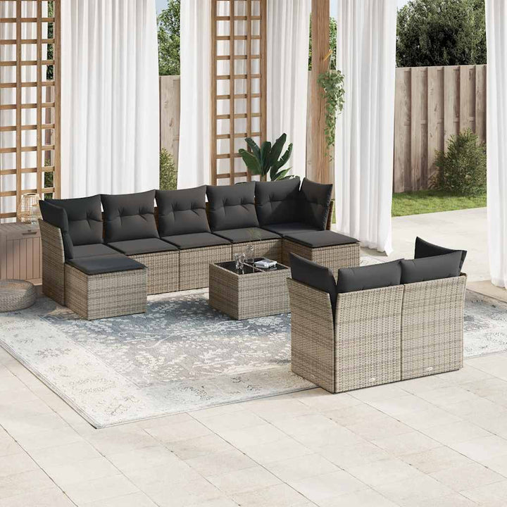 Set Mobilier De Grădină Cu Perne, 9 Piese, , Poliratan