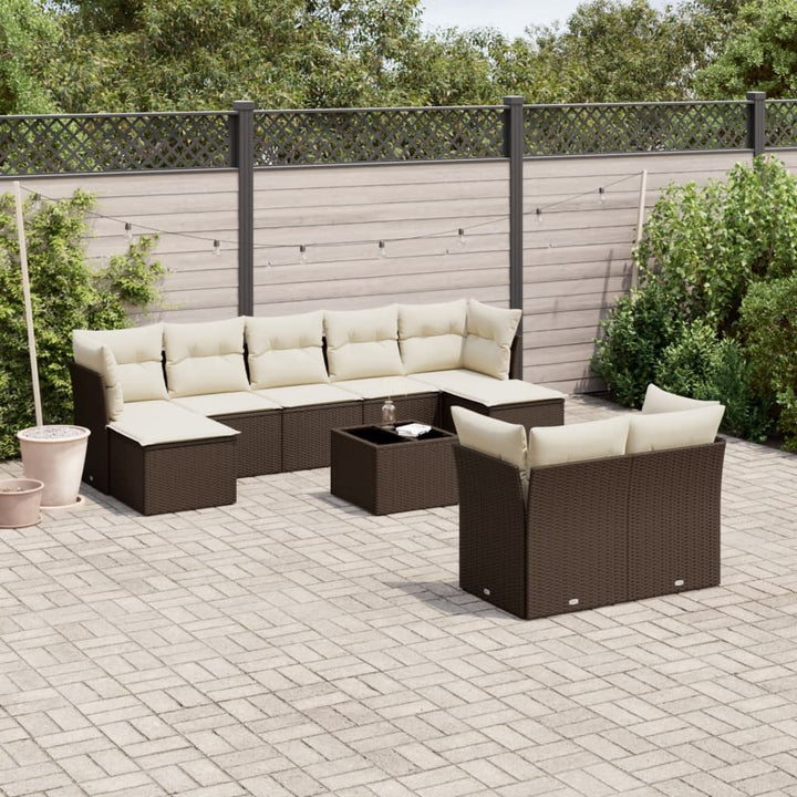 Set Mobilier De Grădină Cu Perne, 9 Piese, , Poliratan