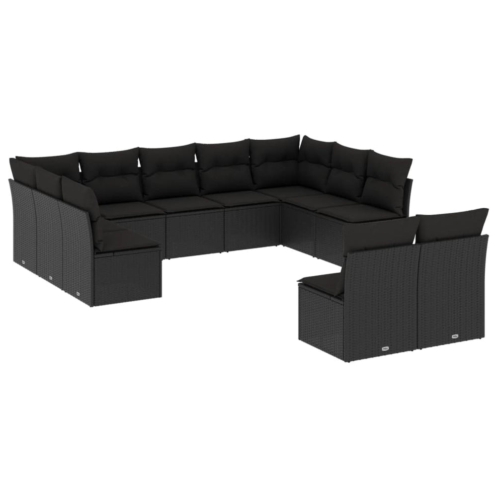 Set Canapele De Grădină Cu Perne, 11 Piese, , Poliratan