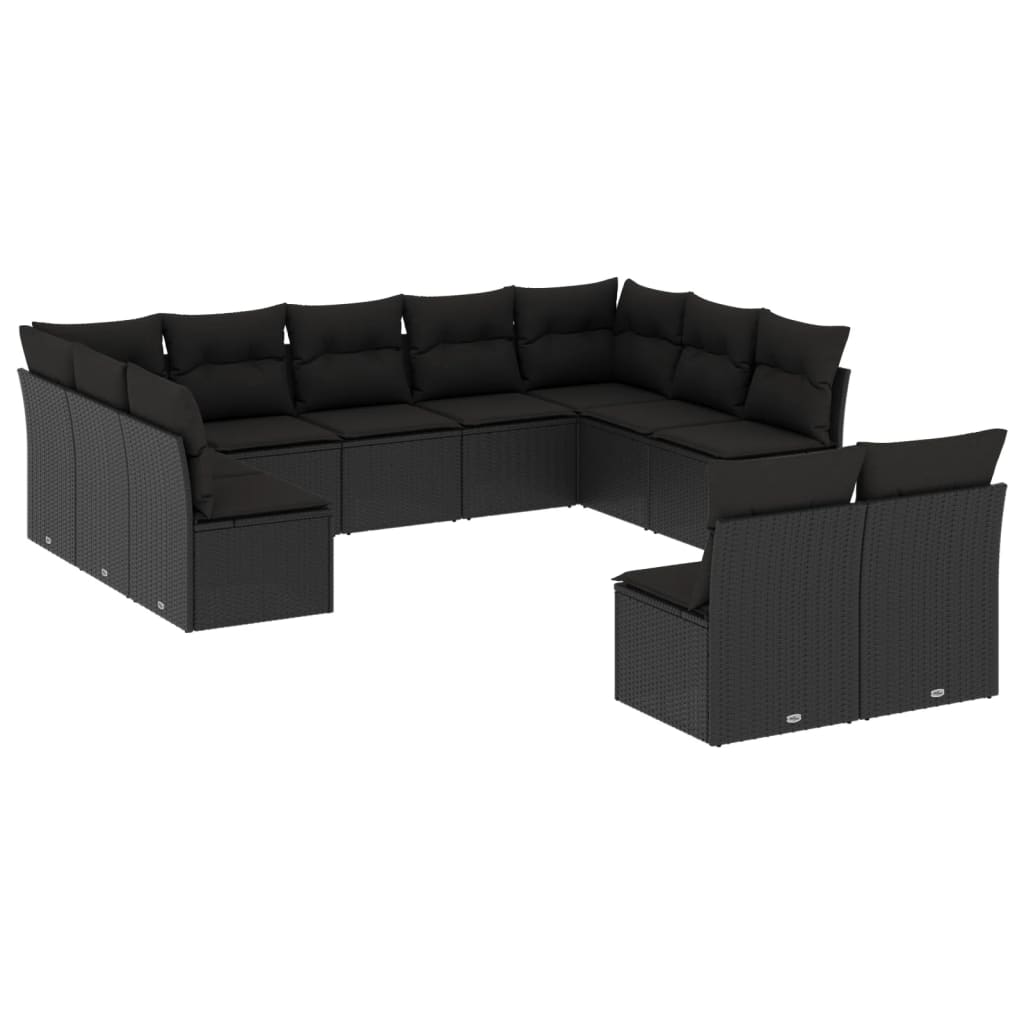 Set Canapele De Grădină Cu Perne, 11 Piese, , Poliratan