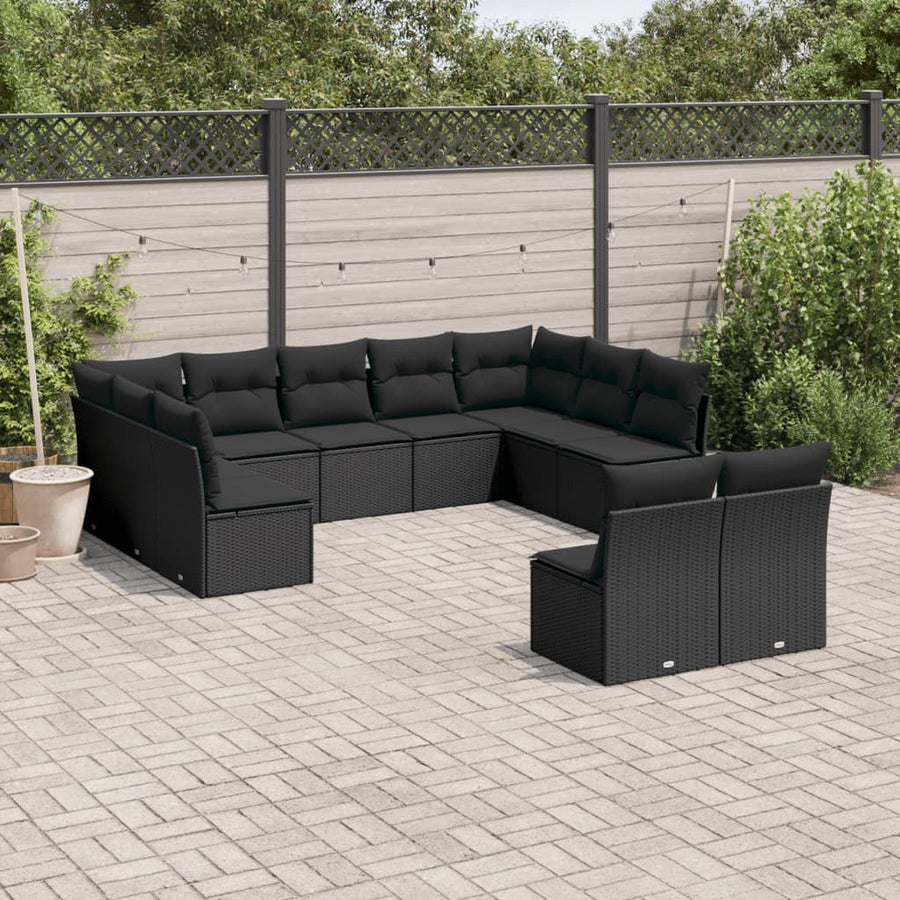 Set Canapele De Grădină Cu Perne, 11 Piese, , Poliratan