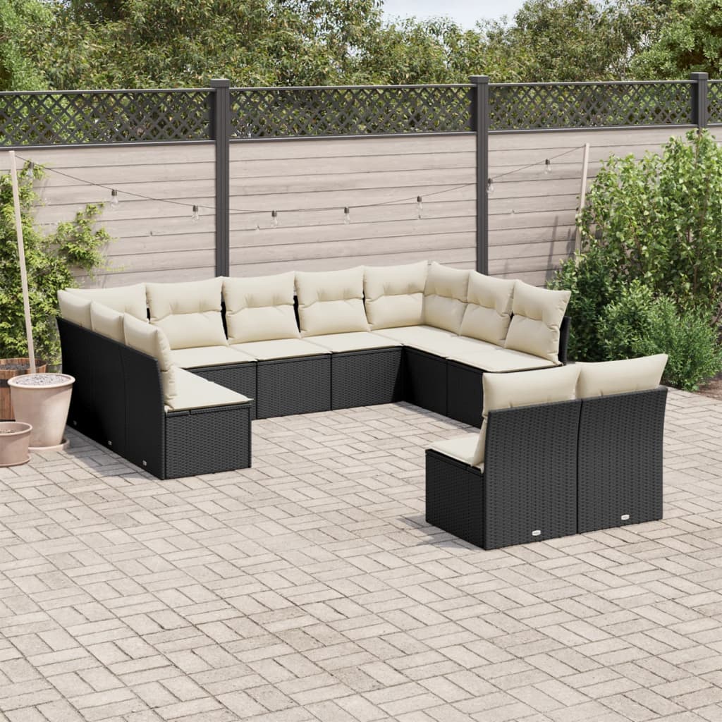 Set Canapele De Grădină Cu Perne, 11 Piese, , Poliratan