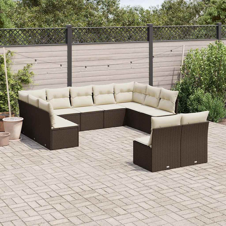 Set Canapele De Grădină Cu Perne, 11 Piese, , Poliratan