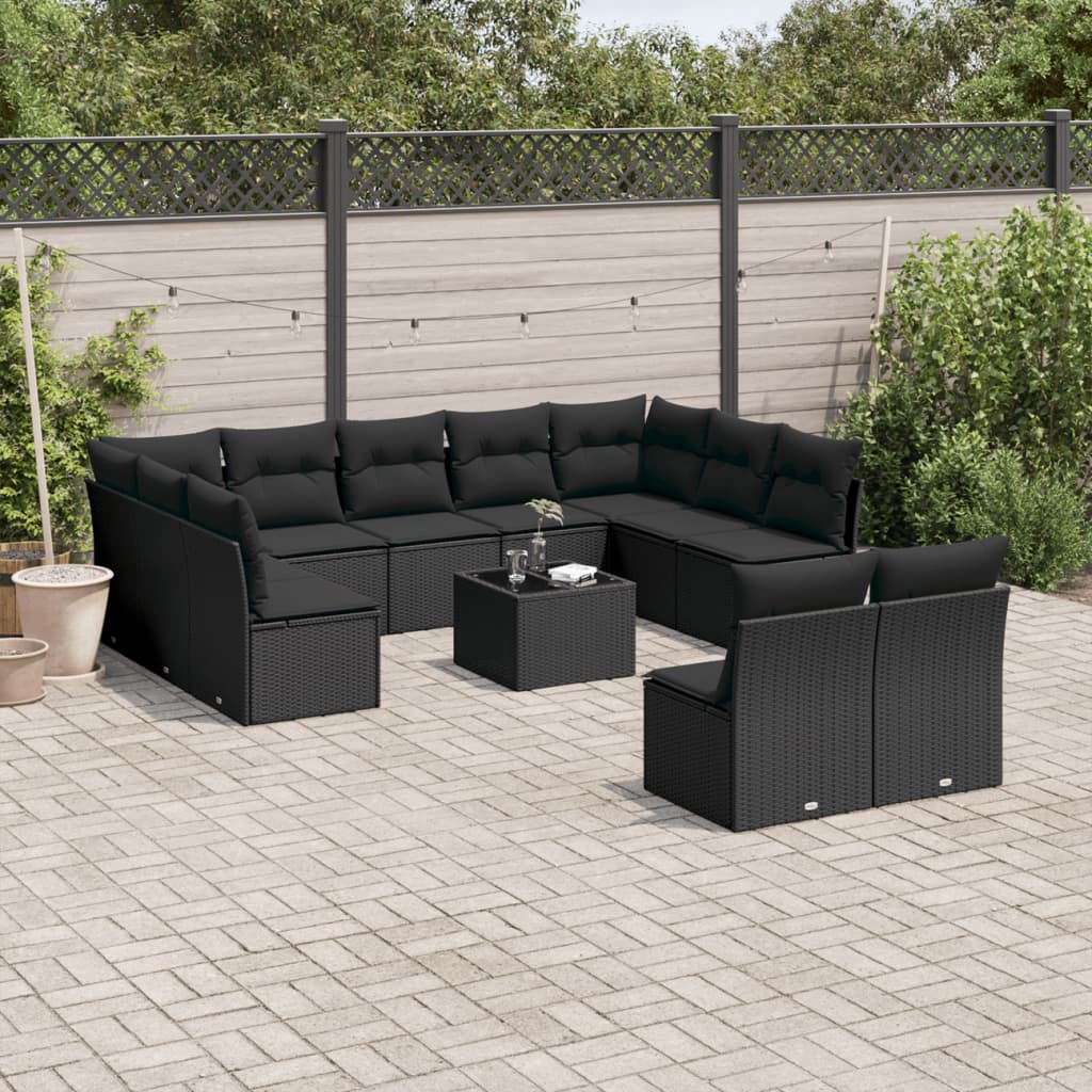 Set Canapele De Grădină Cu Perne, 11 Piese, , Poliratan