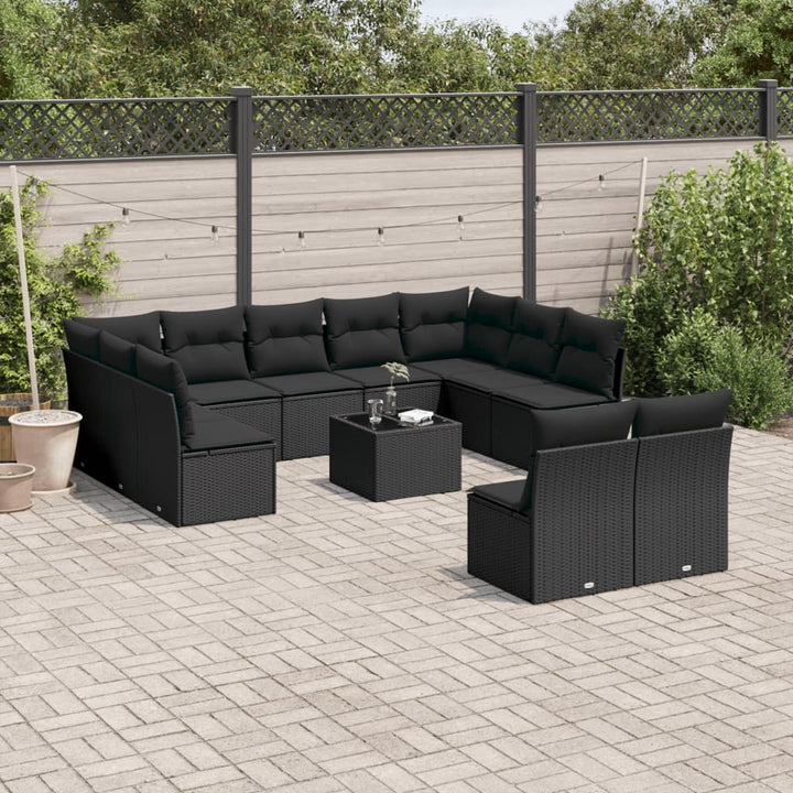 Set Canapele De Grădină Cu Perne, 11 Piese, , Poliratan