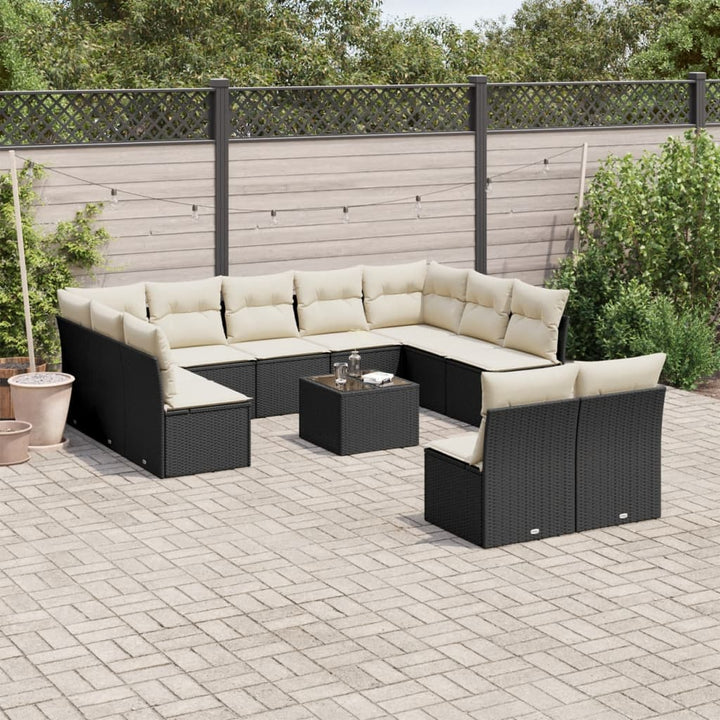 Set Canapele De Grădină Cu Perne, 11 Piese, , Poliratan