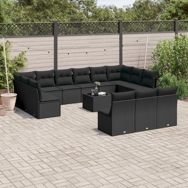 Set Canapele De Grădină, 13 Piese, Cu Perne, Bej, Poliratan