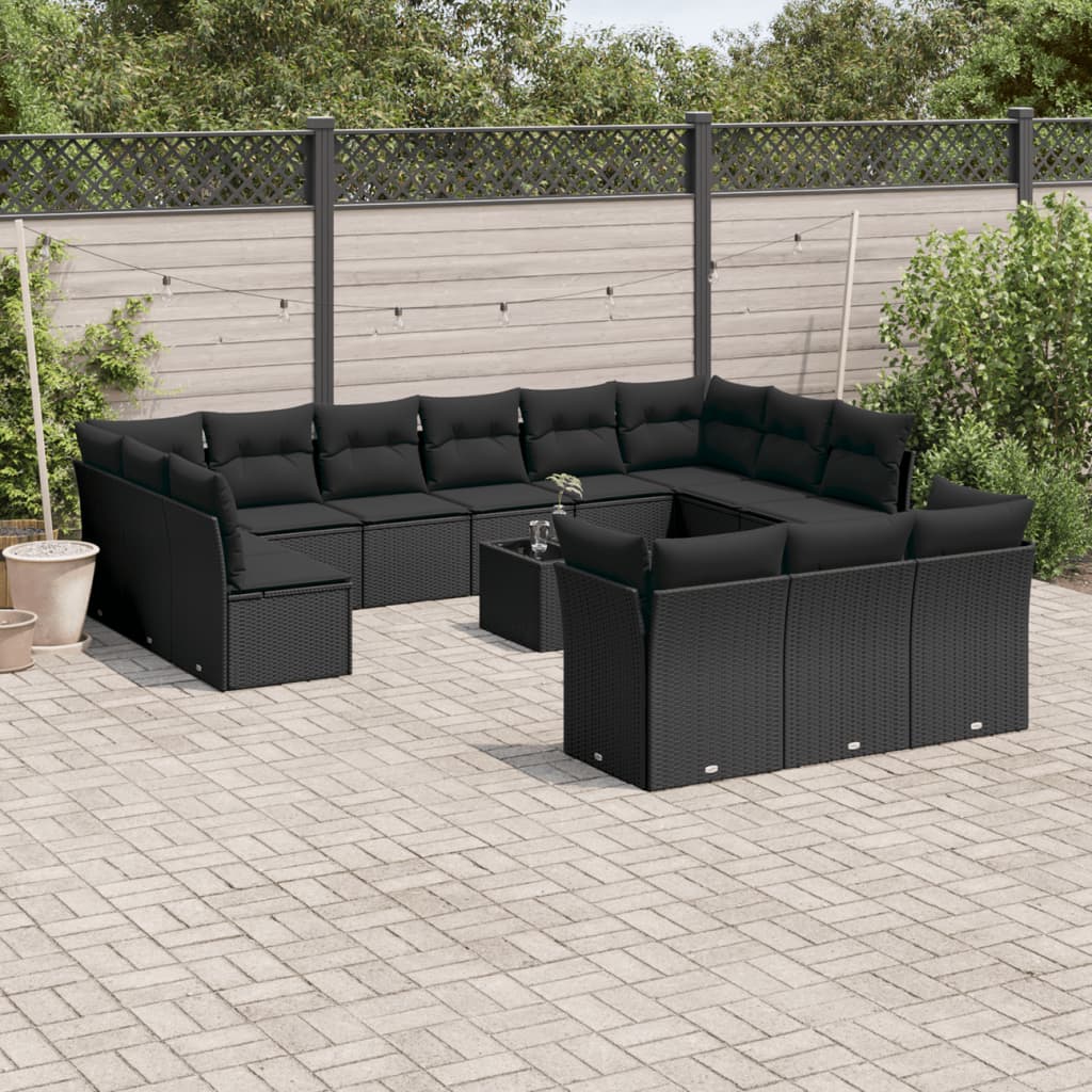 Set Canapele De Grădină, 13 Piese, Cu Perne, Bej, Poliratan