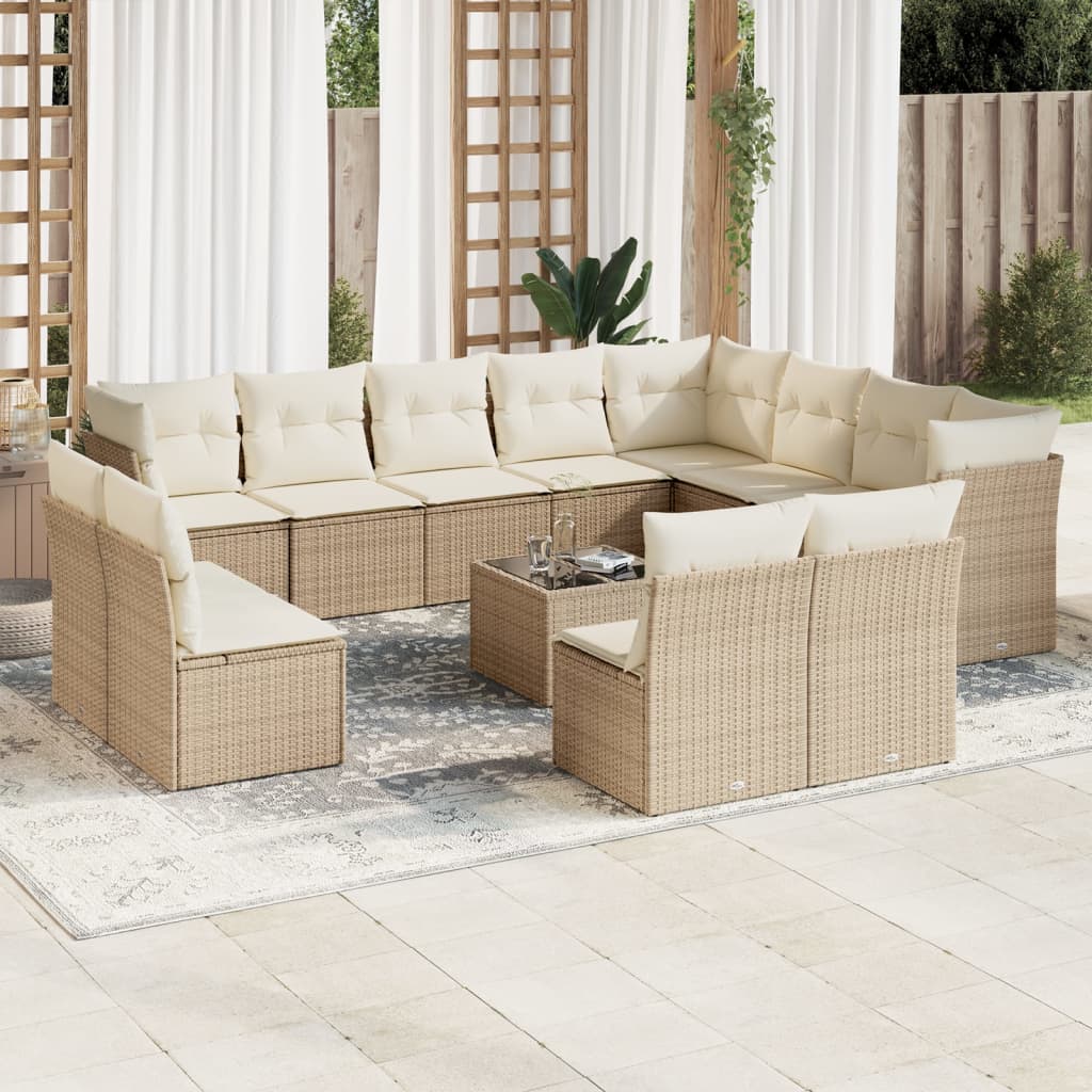 Set Canapele De Grădină, 12 Piese, Cu Perne, Negru, Poliratan