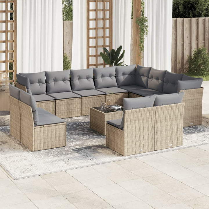 Set Canapele De Grădină, 12 Piese, Cu Perne, Negru, Poliratan
