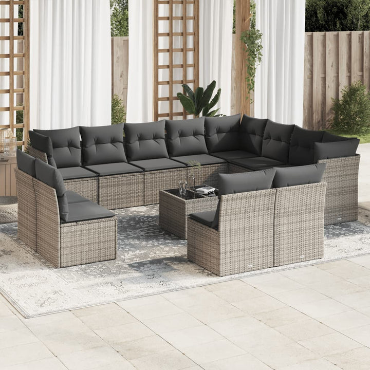 Set Canapele De Grădină, 12 Piese, Cu Perne, Negru, Poliratan