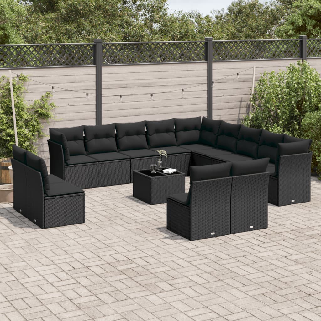 Set Canapele De Grădină, 13 Piese, Cu Perne, Bej, Poliratan
