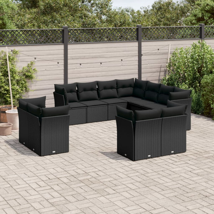Set Canapele De Grădină Cu Perne, 11 Piese, , Poliratan