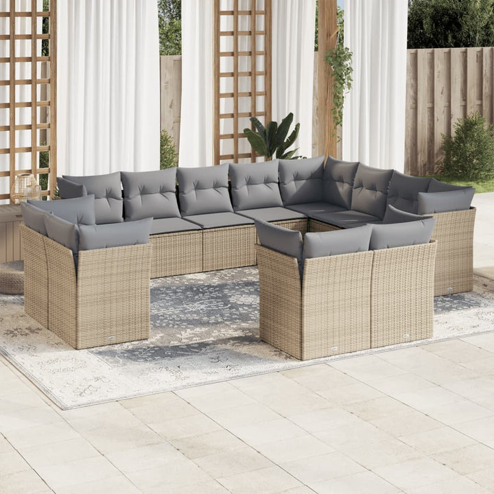 Set Canapele De Grădină, 12 Piese, Cu Perne, Negru, Poliratan
