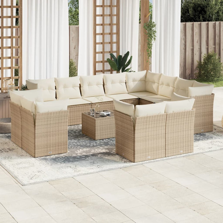 Set Canapele De Grădină, 12 Piese, Cu Perne, Negru, Poliratan
