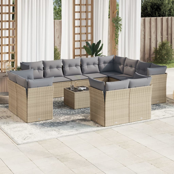Set Canapele De Grădină, 12 Piese, Cu Perne, Negru, Poliratan