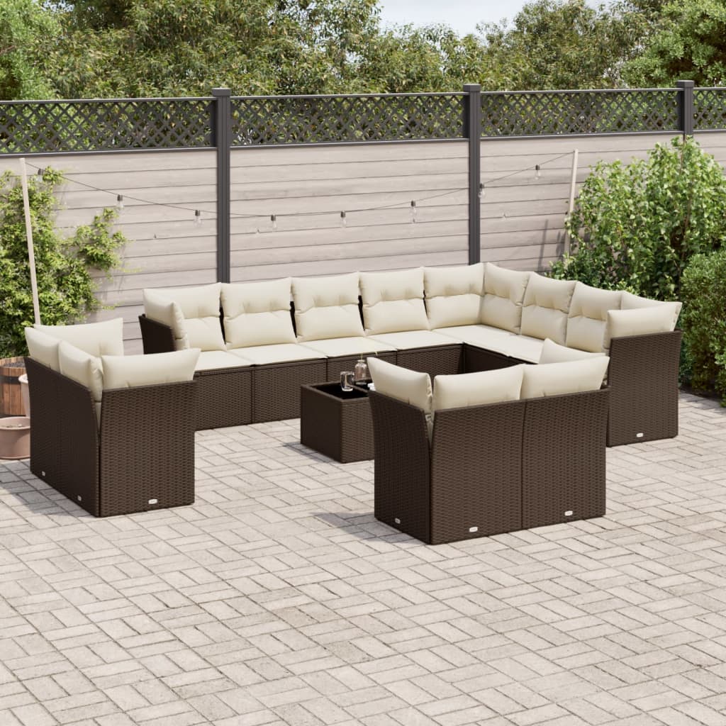 Set Canapele De Grădină, 12 Piese, Cu Perne, Negru, Poliratan