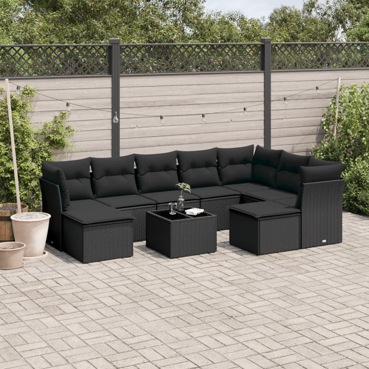 Set Canapele De Grădină, 9 Piese, Cu Perne, Bej, Poliratan