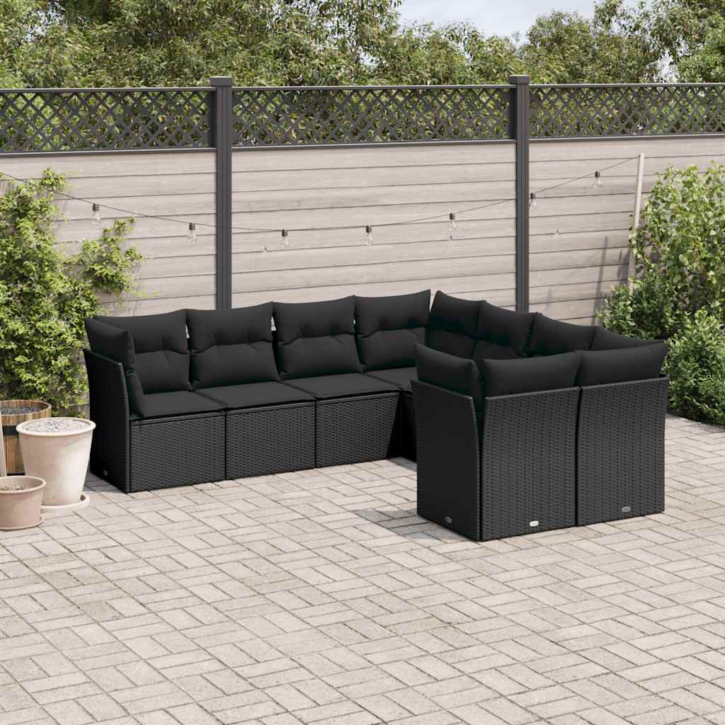 Set Canapele De Grădină, 8 Piese, Cu Perne, Bej, Poliratan