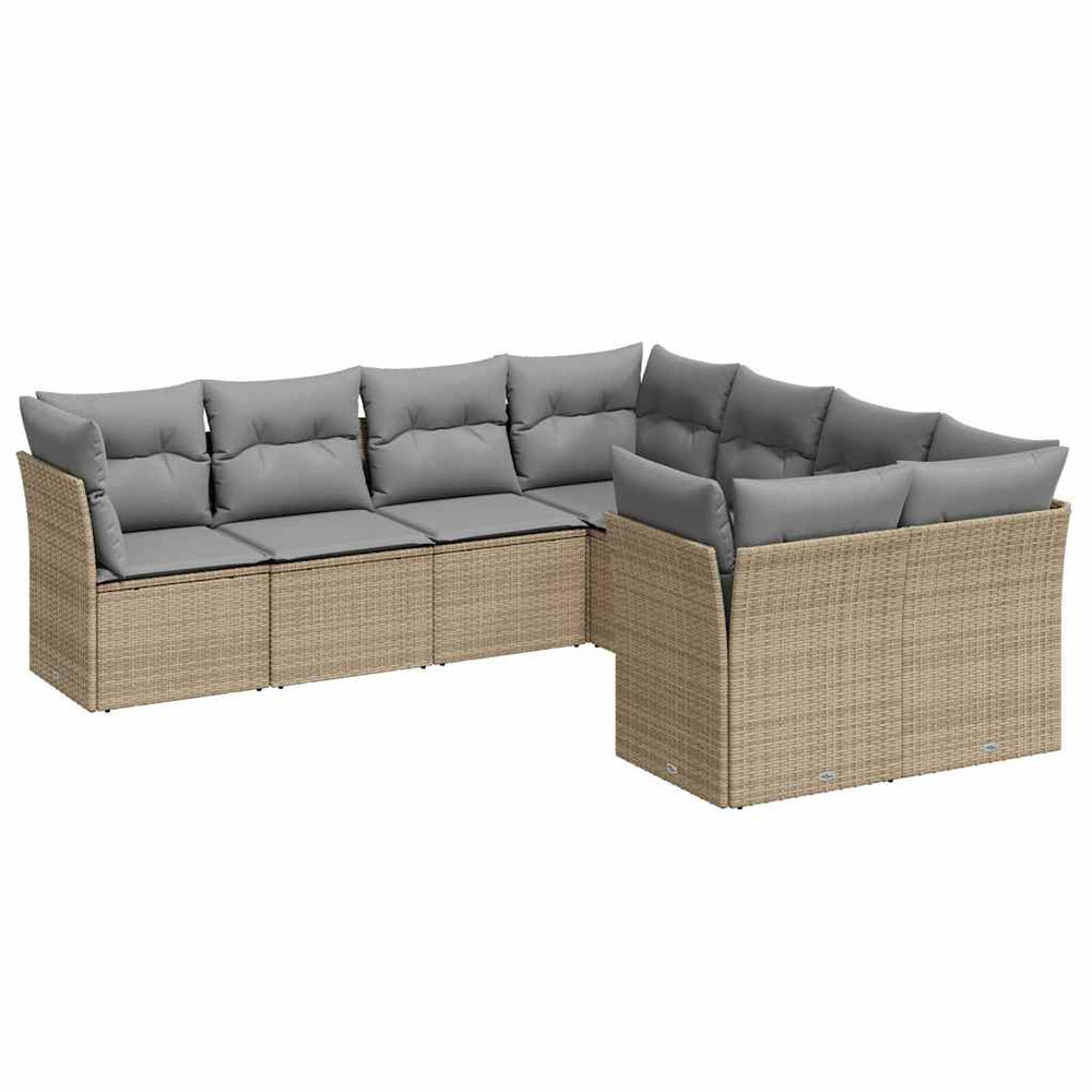 Set Canapele De Grădină, 8 Piese, Cu Perne, Bej, Poliratan