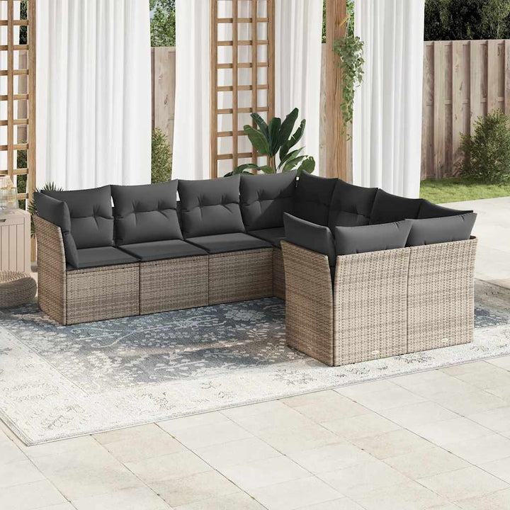 Set Canapele De Grădină, 8 Piese, Cu Perne, Bej, Poliratan