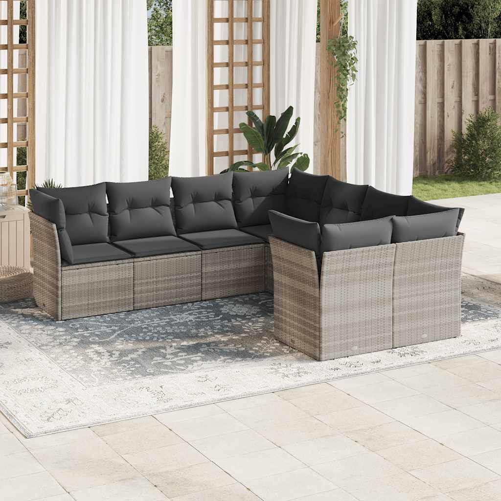 Set Canapele De Grădină, 8 Piese, Cu Perne, Bej, Poliratan
