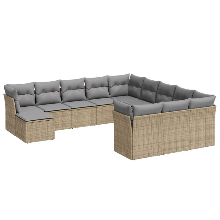 Set Canapele De Grădină Cu Perne, 12 Piese, Bej, Poliratan