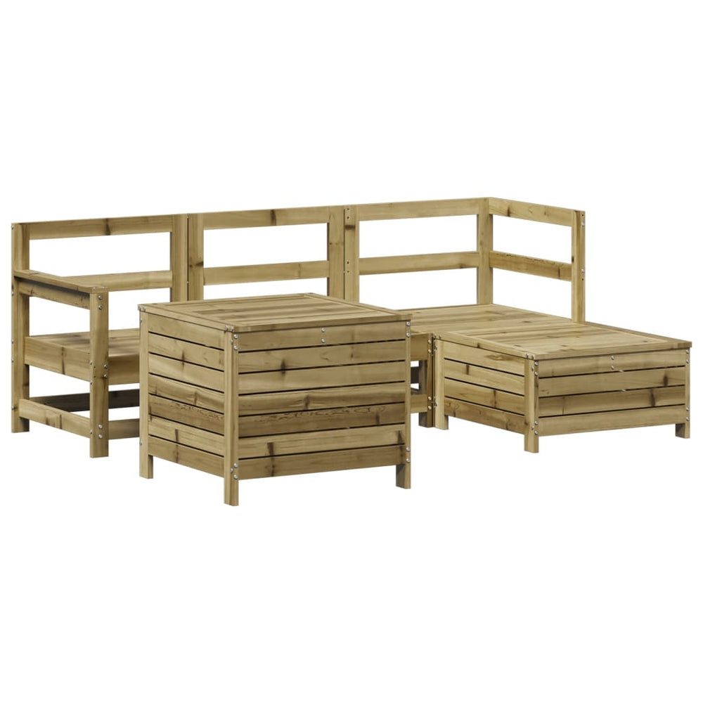 Set Canapea De Grădină, 5 Piese, Lemn De Pin Tratat