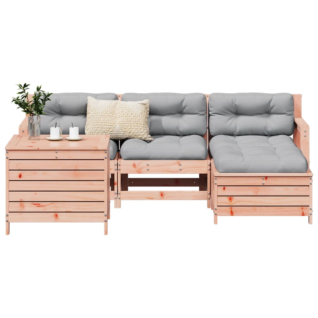 Set Canapea De Grădină, 5 Piese, Alb, Lemn Masiv De Pin