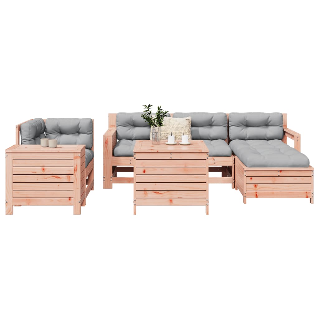 Set Canapea De Grădină, 7 Piese, Alb, Lemn Masiv De Pin