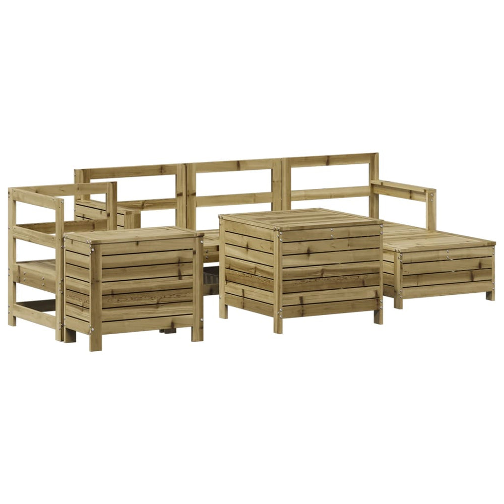 Set Canapea De Grădină, 7 Piese, Lemn De Pin Tratat