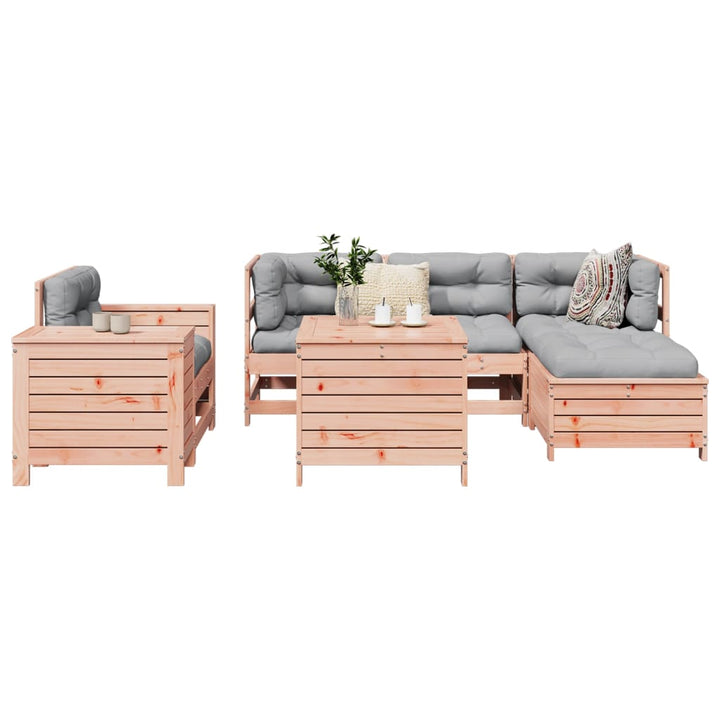 Set Canapea De Grădină, 7 Piese, Alb, Lemn Masiv De Pin