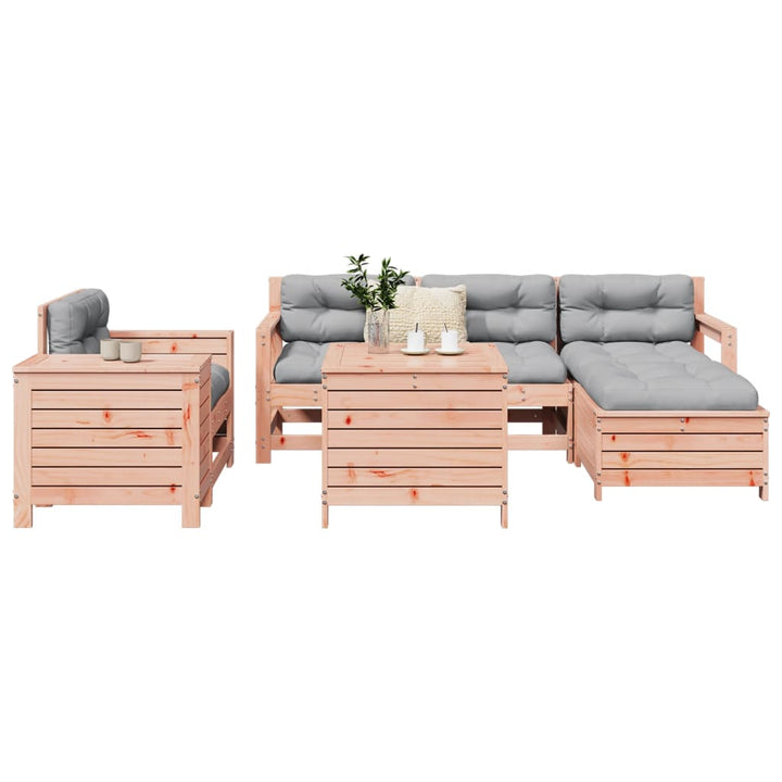 Set Canapea De Grădină, 7 Piese, Alb, Lemn Masiv De Pin