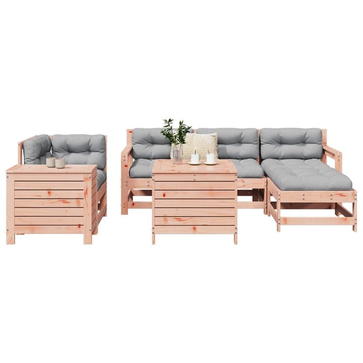 Set Canapea De Grădină, 7 Piese, Alb, Lemn Masiv De Pin