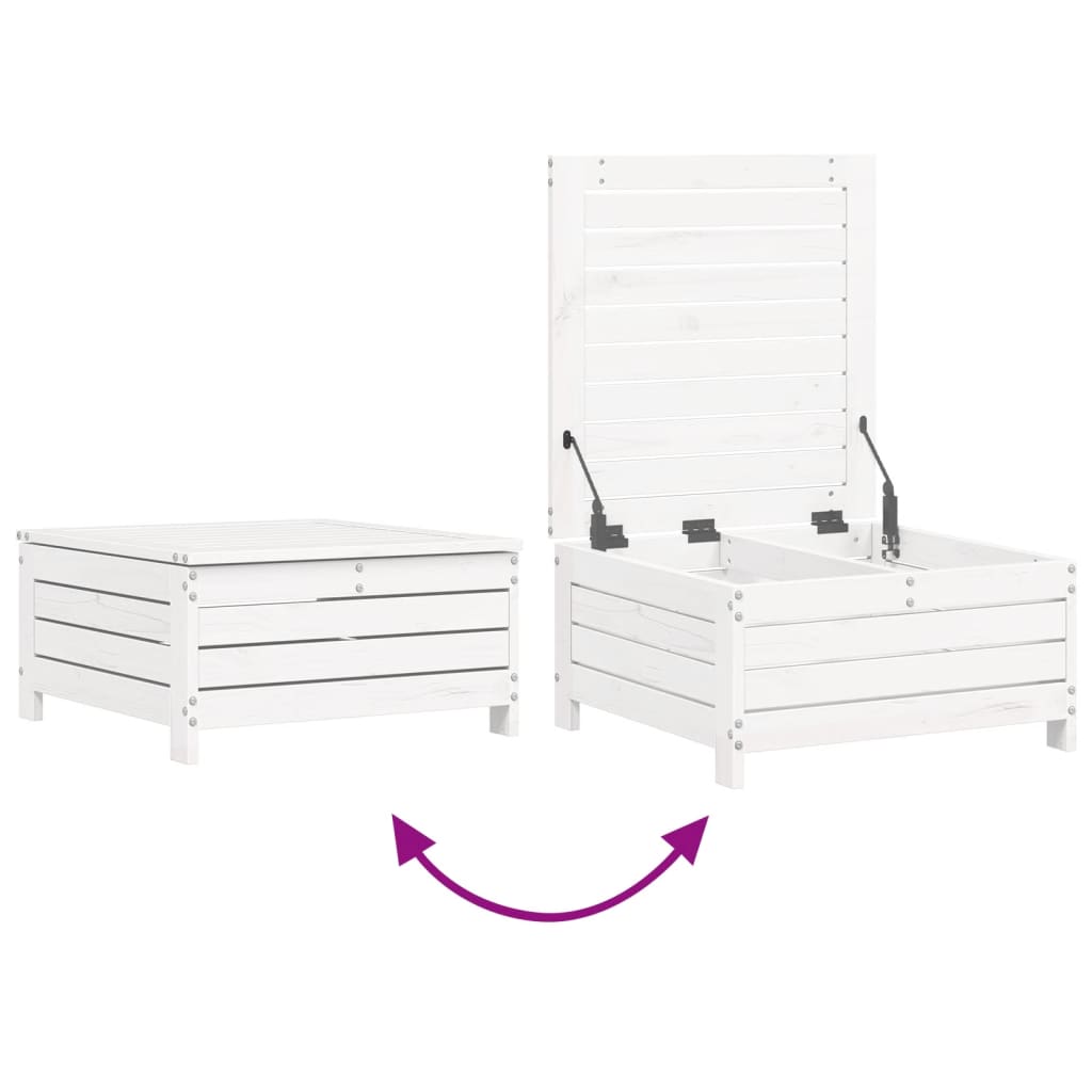 Set Canapea De Grădină, 10 Piese, Alb, Lemn Masiv De Pin