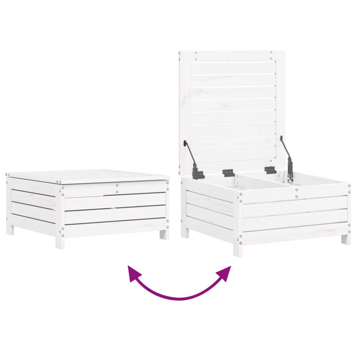 Set Canapea De Grădină, 10 Piese, Alb, Lemn Masiv De Pin