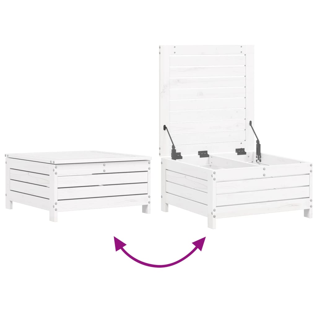 Set Canapea De Grădină, 10 Piese, Alb, Lemn Masiv De Pin