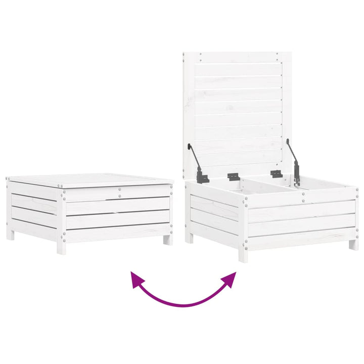 Set Canapea De Grădină, 10 Piese, Alb, Lemn Masiv De Pin