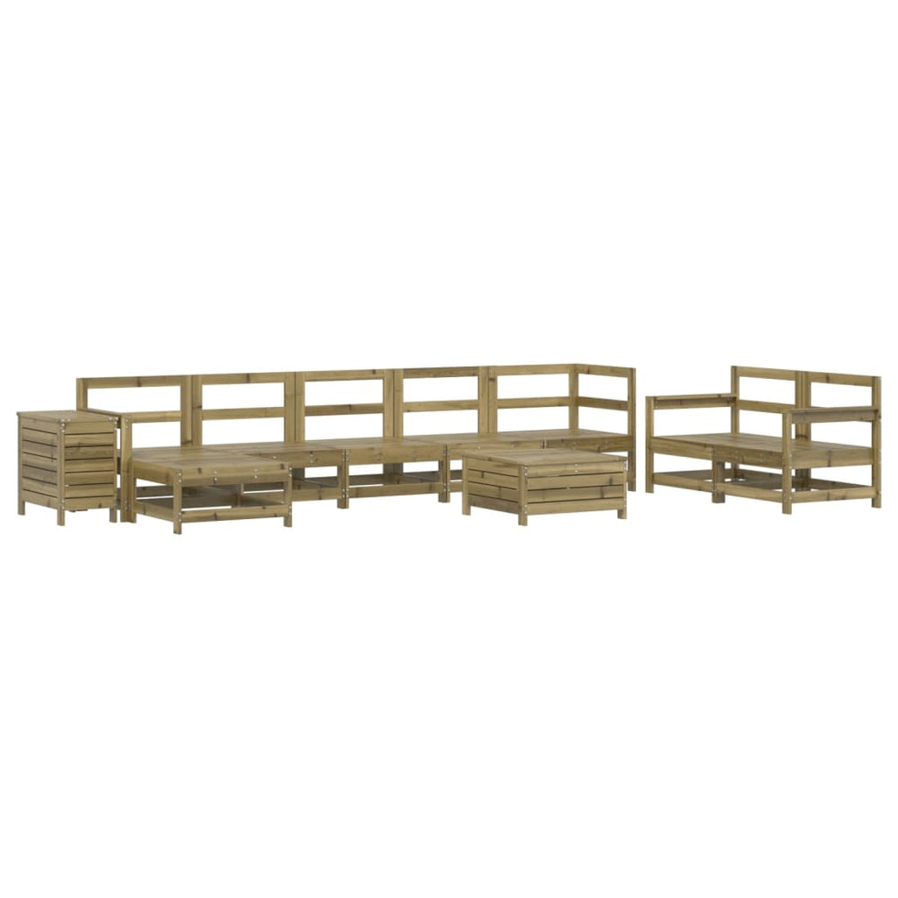 Set Canapea De Grădină, 10 Piese, Lemn De Pin Tratat