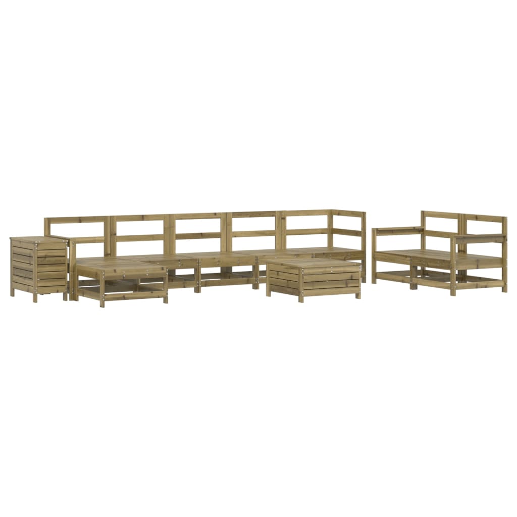 Set Canapea De Grădină, 10 Piese, Lemn De Pin Tratat