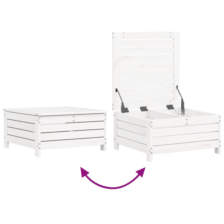 Set Canapea De Grădină, 10 Piese, Alb, Lemn Masiv De Pin