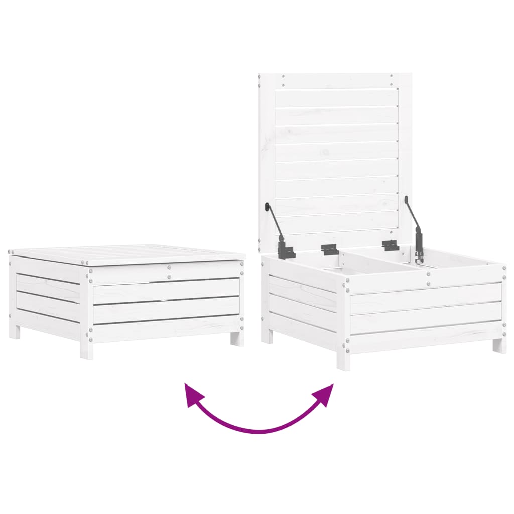 Set Canapea De Grădină, 10 Piese, Alb, Lemn Masiv De Pin
