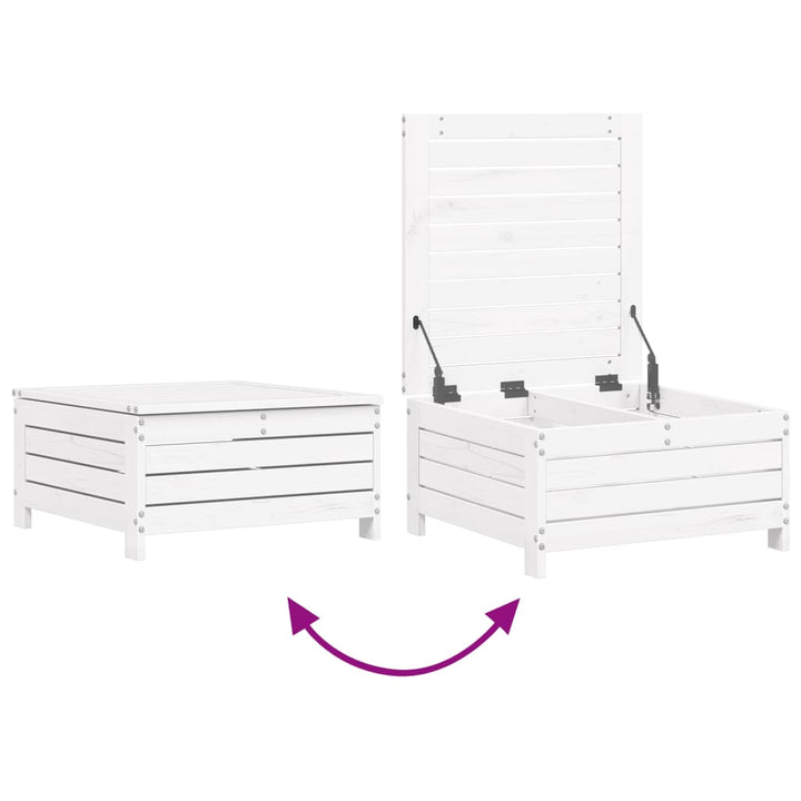 Set Canapea De Grădină, 10 Piese, Alb, Lemn Masiv De Pin