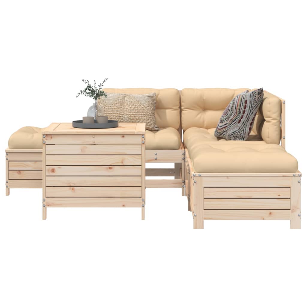 Set Canapea De Grădină, 6 Piese, , Lemn Masiv Pin